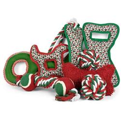 Santa Paws Christmas Dog Toys | 8 Piece Set Dog Christmas Stocking Filled with Dog Toys for All Dogs | Includes Soft Fabric Oxford Dog Toys, Rope Toys, and More (FF8884)