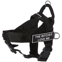 DT Universal No Pull Dog Harness, The Bitches Love Me, Black, Small, Fits Girth Size: 24-Inch to 27-Inch