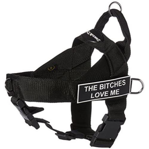 DT Universal No Pull Dog Harness, The Bitches Love Me, Black, Small, Fits Girth Size: 24-Inch to 27-Inch
