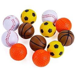 Chiwava 12 Pack 1.6 Inch Soft Rubber Foam Cat Toy Ball Sponge Sport Balls Kitten Interactive Toy Assorted Color