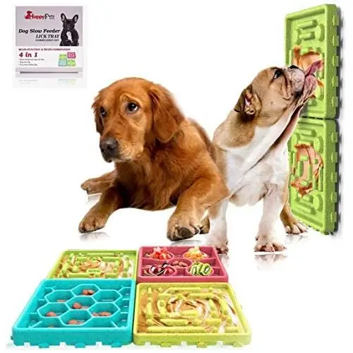 HappyPets World 4Pcs Dog Slow Feeder Bowl, Dog Slow Feeder Lick Tray Combination Set Non Slip Puzzle Bowl Durable Preventing Choking Healthy Design Bowl for Small Medium Dogs Cats HappyPets World 4Pcs Dog Slow Feeder Bowl, Dog Slow Feeder Lick Tray Combination Set Non Slip Puzzle Bowl Durable Preventing Choking Healthy Design Bowl for Small Medium Dogs Cats