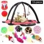 chengyan 13 Pieces Pet Toy Set Interactive Activity Center, Non-Toxic Cat Supplies Suit, Cat Play Mat Tent with Hanging Toy Balls, Cat Kitten Toys chengyan 13 Pieces Pet Toy Set Interactive Activity Center, Non-Toxic Cat Supplies Suit, Cat Play Mat Tent with Hanging Toy Balls, Cat Kitten Toys