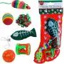 Kole Christmas Cat Stocking, 6 Assorted Toys Kole Christmas Cat Stocking, 6 Assorted Toys
