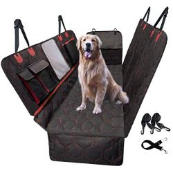 GAXCO Dog Car Seat Cover, Convertible Dog Hammock with Mesh Window for Back Seat, Waterproof Scratchproof Pet Back Seat Protector with 3 Storage Pockets, Durable Dog Seat Cover for Cars Trucks SUVs