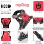 MyDog No Pull Dog Vest Harness with 4 Snap Buckles [No Need to Go Over Dog’s Head] Reflective Easy Control Handle and 2 Front & Back Metal Leash Rings Dog Harness for Outdoor Dogs