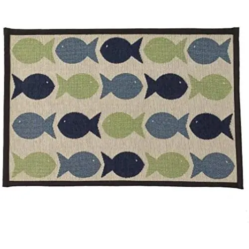 PetRageous Kool Fishies Tapestry Mat Feeder, 13 x 19/Small PetRageous Kool Fishies Tapestry Mat Feeder, 13 x 19/Small