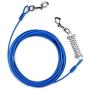 Petbobi 30 ft Tie Out Cable for Dog with Durable Spring and Metal Swivel Hooks for Outdoor, Yard and Camping, Rust- Proof Training Tether for Small to Medium Dogs Up to 85 Pounds, Blue