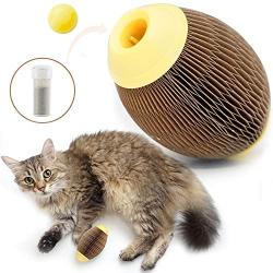 ARELLA Catnip Football Toy for Cats Catnip Refillable Scratcher Ball Kittys Faithful Playmate Reduce Obesity and Loneliness CSB06BR