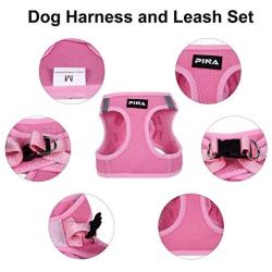 PINA Dog Harness, No-Pull Pet Harness with 2 Leash Clips, Adjustable Soft Padded Dog Vest, Reflective No-Choke Pet Oxford Vest with Easy Control Handle for Small Dog（Light Pink）