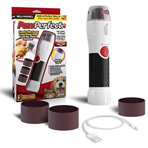 Bell+Howell PAWPERFECT Rechargeable Pet Nail and Claw Rotating File with 7000-14,000 RPMs for Dogs, Cats, and Other Small Animals As Seen On TV
