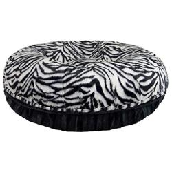 Bessie and Barnie Signature Zebra / Black Puma Extra Plush Faux Fur Bagel Pet / Dog Bed (Multiple Sizes)