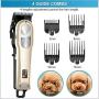 FEENGG Dog Clippers with High Power for Thick Coats, Professional Heavy Duty Dog Grooming Kit, Plug-in & Quiet Pet Clippers with 4 Comb Guides