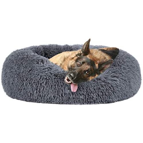 MIXJOY Calming Dog Bed for Small Medium Large Dogs, Faux Fur Donut Cat Puppy Bed, Self Warming Indoor Sleeping Pet Bed, Washable Anti-Anxiety Dog Cushion Multiple Color
