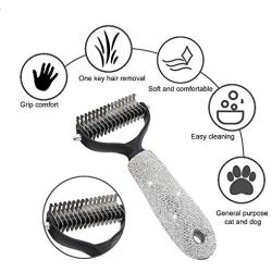 SOIXANTE Pet Grooming Tool Dematting Comb for Dogs& Cats Dematting Comb for Dogs Undercoat Comb Dog Grooming Brush Effectively Reduce Shedding by up to 95% for Dogs and Cats and All Hair Types