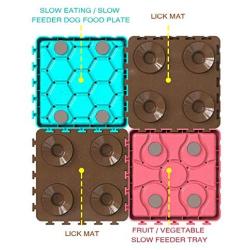 N/V Dog Licking Mat Slow Feeder Peanut Lick Pad with SuctionSlow Treater Treat Dispensing Mats, Licking Mats Suctions to Wall for Pet Bathing, Grooming,FML PET 4 Pack Slow Feeder Dog Bowls