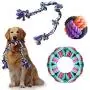 insoftb Tough Rope Chew Toys Set for Medium Large Dogs 3 Pack 100% Natural Cotton 5-Knot 2-feet Tug of War Rope Big Playing Ball Circle Toy