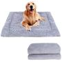 FEBSNOW Dog Bed Mat, Soft Crate Pad with Premium Dog Blanket, Washable Dog Crate Bed for Large Medium Small Dogs Cat Beds（Silver Gray）