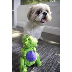 goDog Dinos T-Rex Tough Plush Dog Toy with Chew Guard Technology, Green, Small