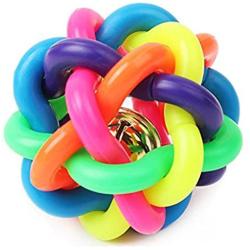None Pet Cat Dog Toy Colorful Bells Weave The Ball Colorful Ball Twist Ball with Bells Rainbow Ball 3 Sizes