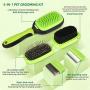Dematting Comb, Welltop 5 in 1 Pet Grooming Brush, Dog Grooming Brush and Deshedding Tool Dual Side Pet Brush, Including Dematting Comb, Deshedding Comb, Bristle Brush, Pin Brush, Massage Brush