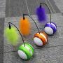 ocijf179 Cat Toy LED Light Electrical Feather Ball Pet Cats Kitten Teaser Stick Interactive Toy - Orange White