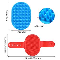 2 Pieces Dog Bath Brush Dog Shampoo Brush and 2 Pieces Pet Grooming Brush Set for Shampooing and Massaging Dogs, Cats, Small Animals with Short or Long Hair (4 Pieces in Total)