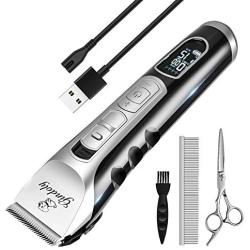 Dog Clippers, Professional Dog Grooming Kit, Dog Grooming Clippers with LCD Display, 5-Speed, Low Noise Pet Clippers for Dogs, Cordless Dog & Cat Grooming Kit for Small & Large Breeds with Thick Coats