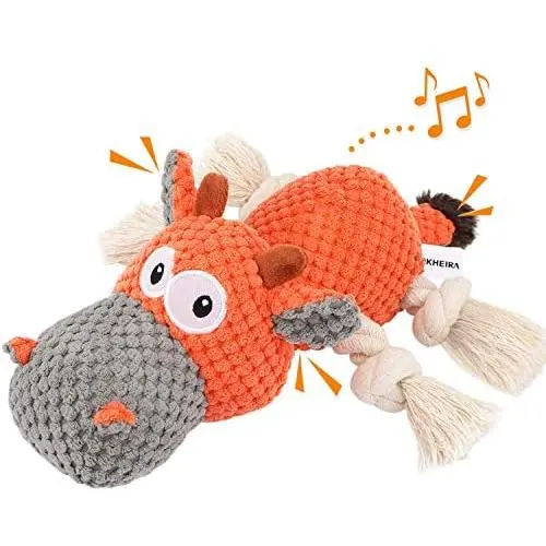 IOKHEIRA Dog Plush Toys, Interactive Squeaky Toy for for Aggressive chewers, Sturdy Dog Stuffed Animals Toy with Cotton Material and Crinkle Paper, Chewing Teeth Health Toys for Large and Small Dogs