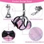 Weewooday Valentines Day Dog Harness with Retractable Leash Pink Plaid Puppy Vest Harness for Small Medium Pet Dogs