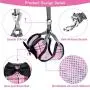 Weewooday Valentines Day Dog Harness with Retractable Leash Pink Plaid Puppy Vest Harness for Small Medium Pet Dogs