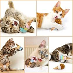 Ice Cream Cat Catnip Kitten Chew Bite Toys Interactive Pillows Teeth Plush Plaything for Cat Gift Cat Lover Funny Pets Supplies Set of 4