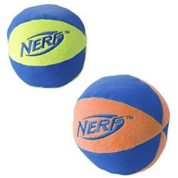 Nerf Dog Chewable Ball Dog Toy with Interactive X-Ring Design, Lightweight, Durable and Water Resistant, 6.5 Inch Diameter For Medium/Large Breeds, Two Pack, Orange/Blue & Green/Blue