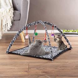 PETMAKER Cat Activity Center- Interactive Play Area Station for Cats, Kittens with Fleece Mat, Hanging Toys, Foldable Design for Exercise, Napping