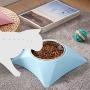 ocijf179 Dog Food Bowl 400ml Pet Dog Cat Food Plastic Stainless Steel Non-Slip Wear-Resistant Bowl - Blue