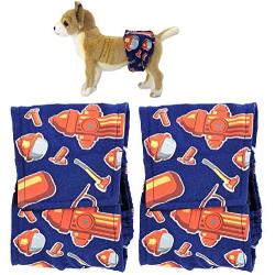 FunnyDogClothes Pack - 2pcs Washable Male Dog Diapers Belly Band Wrap Cotton Waterproof Leak Proof for Small Pet (M: Waist 12'' - 16'')