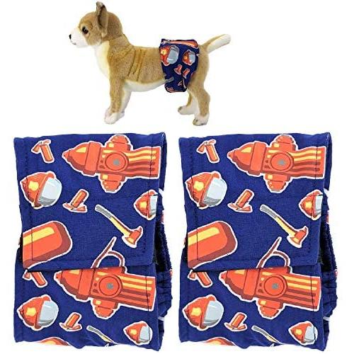 FunnyDogClothes Pack - 2pcs Washable Male Dog Diapers Belly Band Wrap Cotton Waterproof Leak Proof for Small Pet (M: Waist 12'' - 16'')