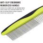 MG+ Dog Comb, Cat Comb with Rounded and Smooth Ends Stainless Steel Teeth and Non-Slip Grip Handle, Pet Comb for Long and Short Haired Dogs, Cats and Other Pets