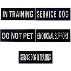 Service Dog Do Not Pet in Training Emotional Support Vest / Harnesses Morale Tactical Patch Embroidered Badge Fastener Hook & Loop Emblem, 1.5 X 4 Inch, 5 Pcs