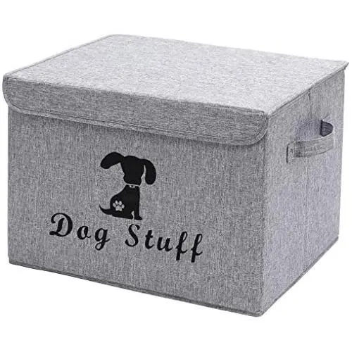 Geyecete Linen Dog Storage Basket Bin Chest Organizer with Lid and Handles - Perfect for Organizing Dog Toys, Dog Clothing, Storage Trunk Geyecete Linen Dog Storage Basket Bin Chest Organizer with Lid and Handles - Perfect for Organizing Dog Toys, Dog Clothing, Storage Trunk