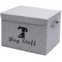 Geyecete Linen Dog Storage Basket Bin Chest Organizer with Lid and Handles - Perfect for Organizing Dog Toys, Dog Clothing, Storage Trunk