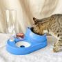 3-in-1 Cat Feeding Bowls - Pets Water Food Bowl Set, 15°Tilted Food Bowl Set Automatic Water Bottle for Cats (Blue)