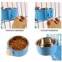 IMIKE Removable Stainless Steel Crate Dog Bowl,Pets Hanging Water Food Feeder Bowl Cage Coop Cup for Dogs,Cats,Birds,Small Animals-Blue