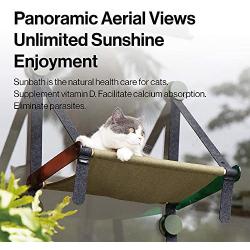 pidan Cat Hammock Window Cat Bed Cat Window Perch Window Seat with Extra Cat Scratch Pad Three-Layer Screw Nut Suction Cups Cotton-Linen