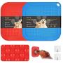 OTIME 2 Pack Dog Lick Mat with Suction Cups Dog Slow Feeder Dog Licking Mat Pet Mat Anxiety Relief Dog Cat Lick Training Licking Mat for Food, Yogurt, Peanut Butter(Blue and Red)