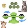 LATTOOK Windmill Cat Toy, Interactive Puzzle Cat Toy with Suction Cup, Scratching Tickle Cats Hair Brush, Portable Turntable Grooming Shedding Massage Tickle with Catnip and Bells