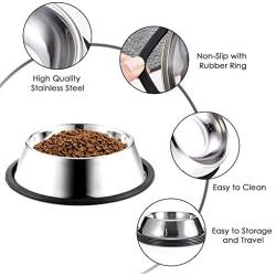 WEDAWN Stainless Steel Dog Bowls,Cat Bowl Water and Food with Rubber Base,Puppy Dishes 8oz 16oz 26oz 30oz for Small/ Medium/ Large Dogs, Cats, Rabbit and Kitten (Set of 2)