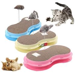 ocijf179 Cat Toy Pet Cat Kitten Track Ball Bell Disc Mouse Doll Spring Plate Interactive Toy - Blue