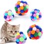 LUNM 5/6/7cm Pet Cat Plush Ball Toy Kitten Colorful Funny Interactive Chewing Toy for Pet Supplies Bouncy Balls(6cm)
