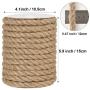 Tenn Well 12mm Jute Rope, 33 Feet 3Ply Twisted Thick and Heavy Duty Twine Rope for Cat Scratching Post, Crafting, Gardening, Home Decoration