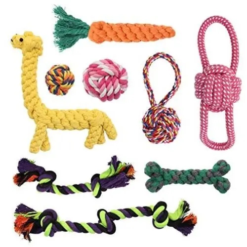 Puppy Rope Dog Toy, Non Squeaky Ball Chew Tug Toy Set for Small/Medium Breed Dog Playtime Puppy Rope Dog Toy, Non Squeaky Ball Chew Tug Toy Set for Small/Medium Breed Dog Playtime